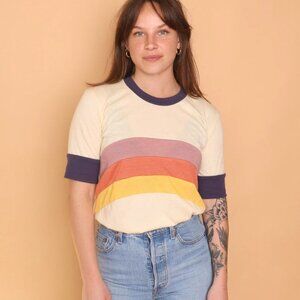 CAMP Collection Over the Rainbow Tee - Navy Retro Stripe - Medium